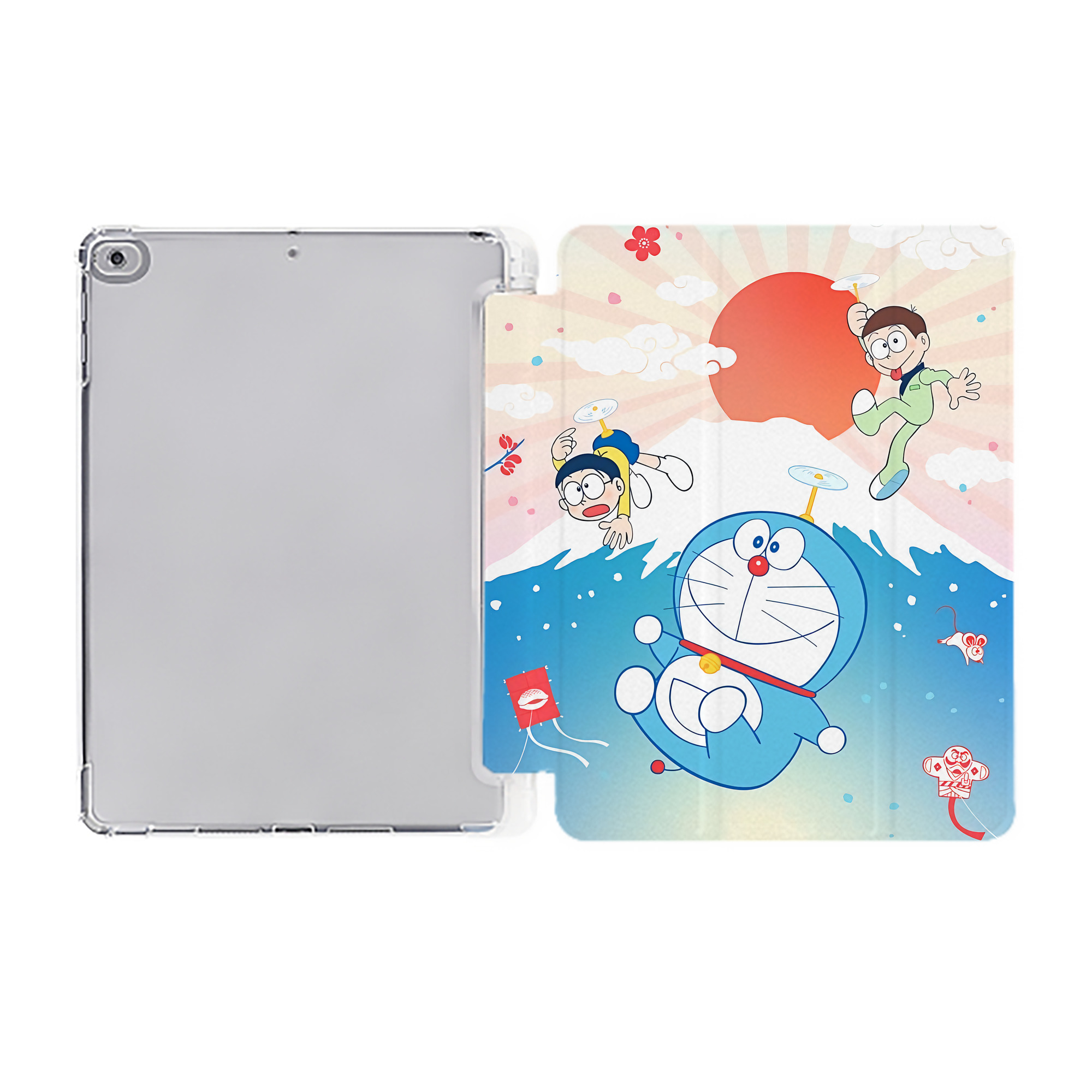 （画像用） ドラえもん Doraemon IPad ケース ペン収納付き 三つ折りスタンド PUレザー×シリコン 対応機種9.5/10.5/10.9インチ